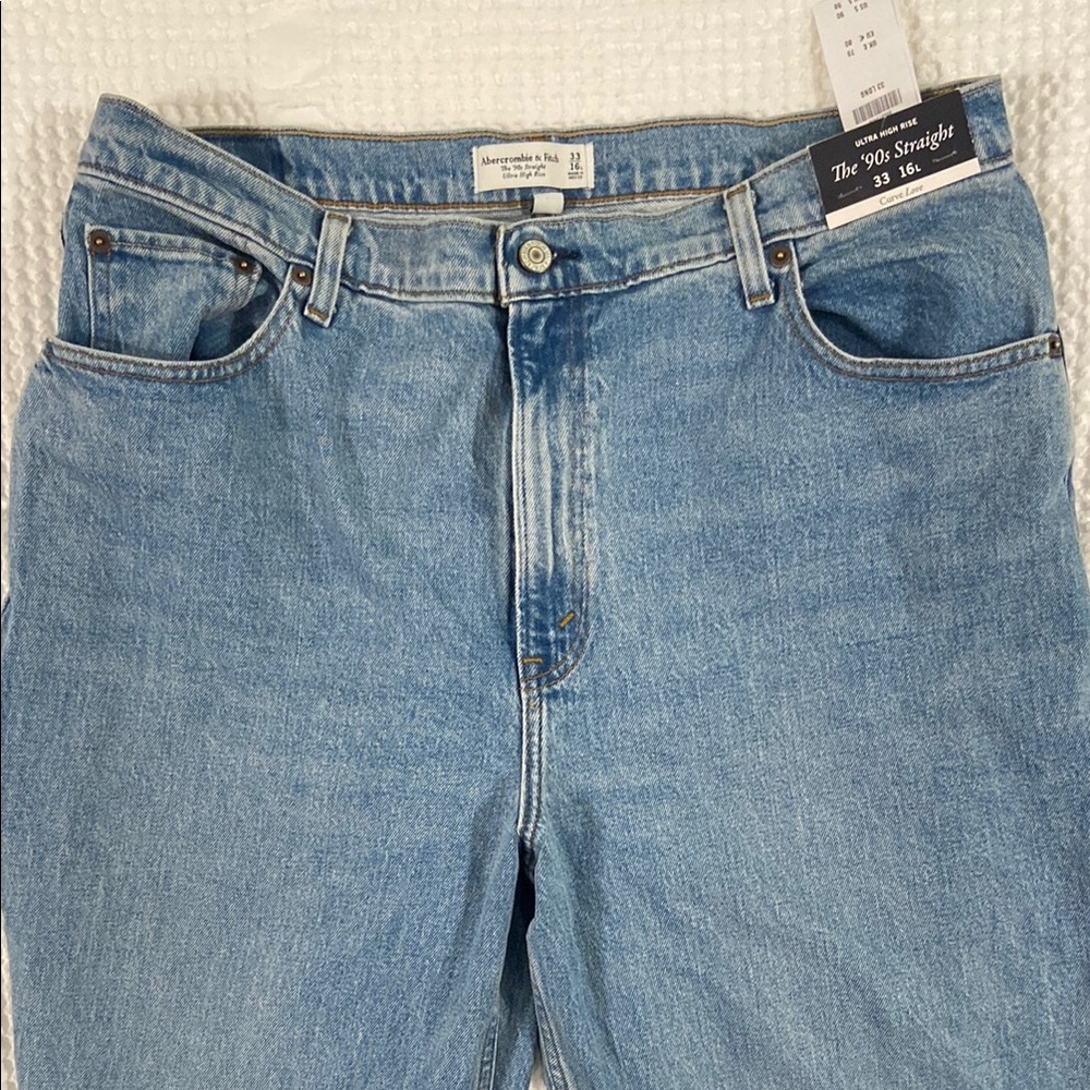 Abercrombie & Fitch Curve Love The 90’s Straight 33 16 Long NWT